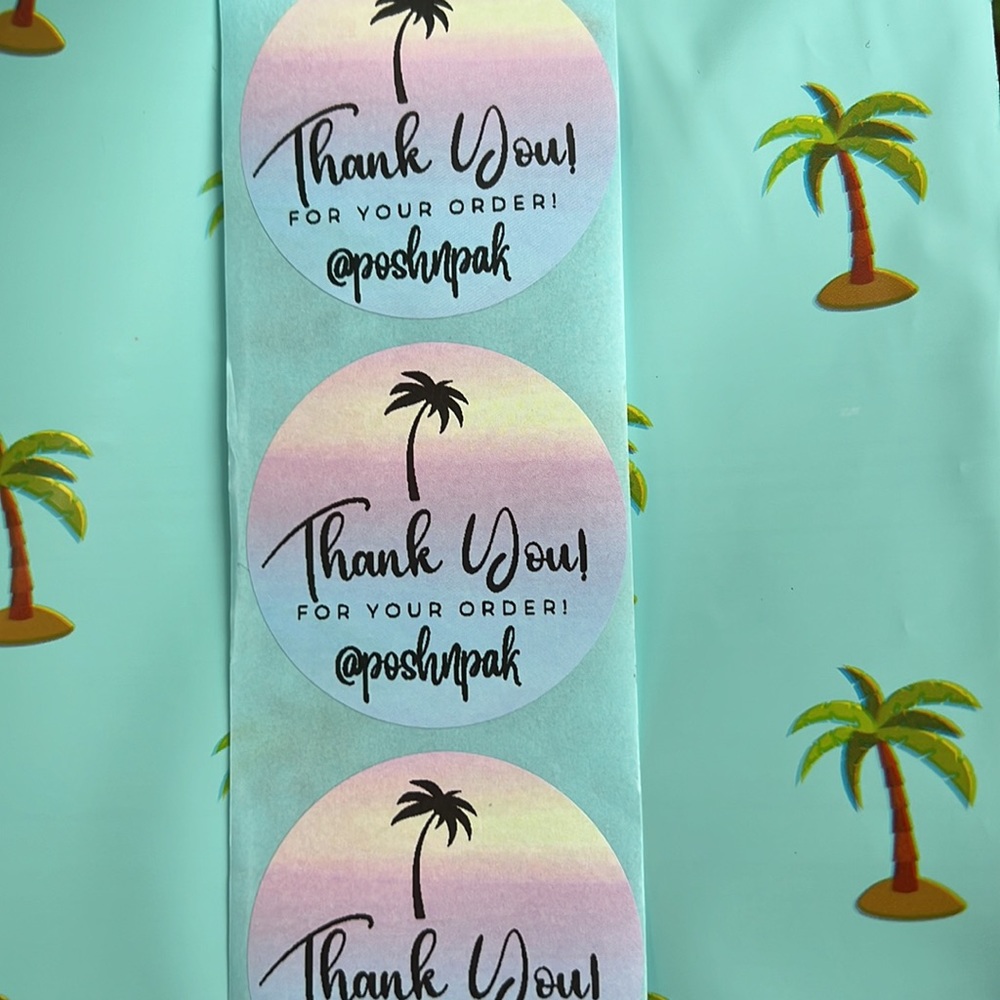 Summer 2026🎉 50 CUSTOM THANK YOU STICKERS with your Closet name-🌴PALM TREE - Picture 4 of 4